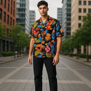 Levi’s Margaritaville Parrot Party Club Shirt Size lGreat Condition 100% Cotton